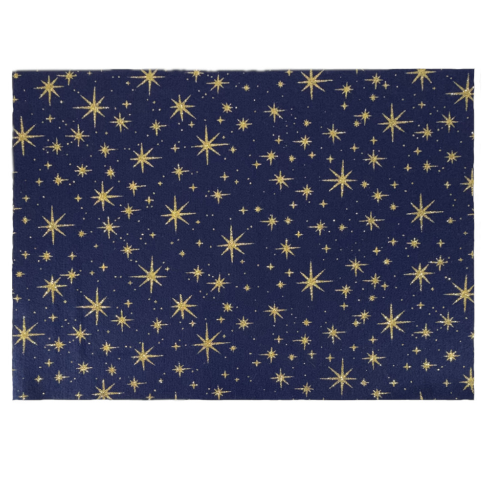 Gold Star Night on Blue Pattern Felt Sheet 16x12 Craft Projects Glitter Sewing